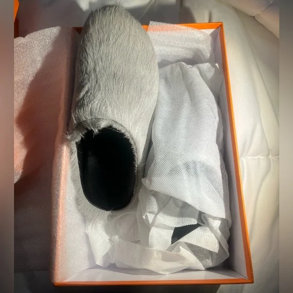 Gray Fur Women's Mules - Picture 2 of 3